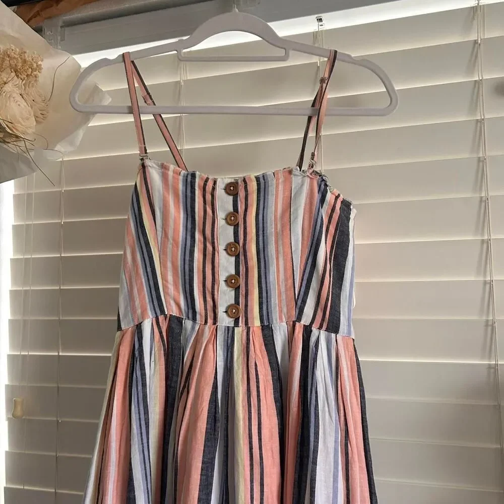 Free People lilah multi striped baby doll sun midi dress | small new